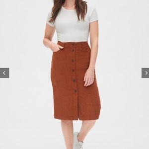 GAP Corduroy Button-Front Midi Skirt